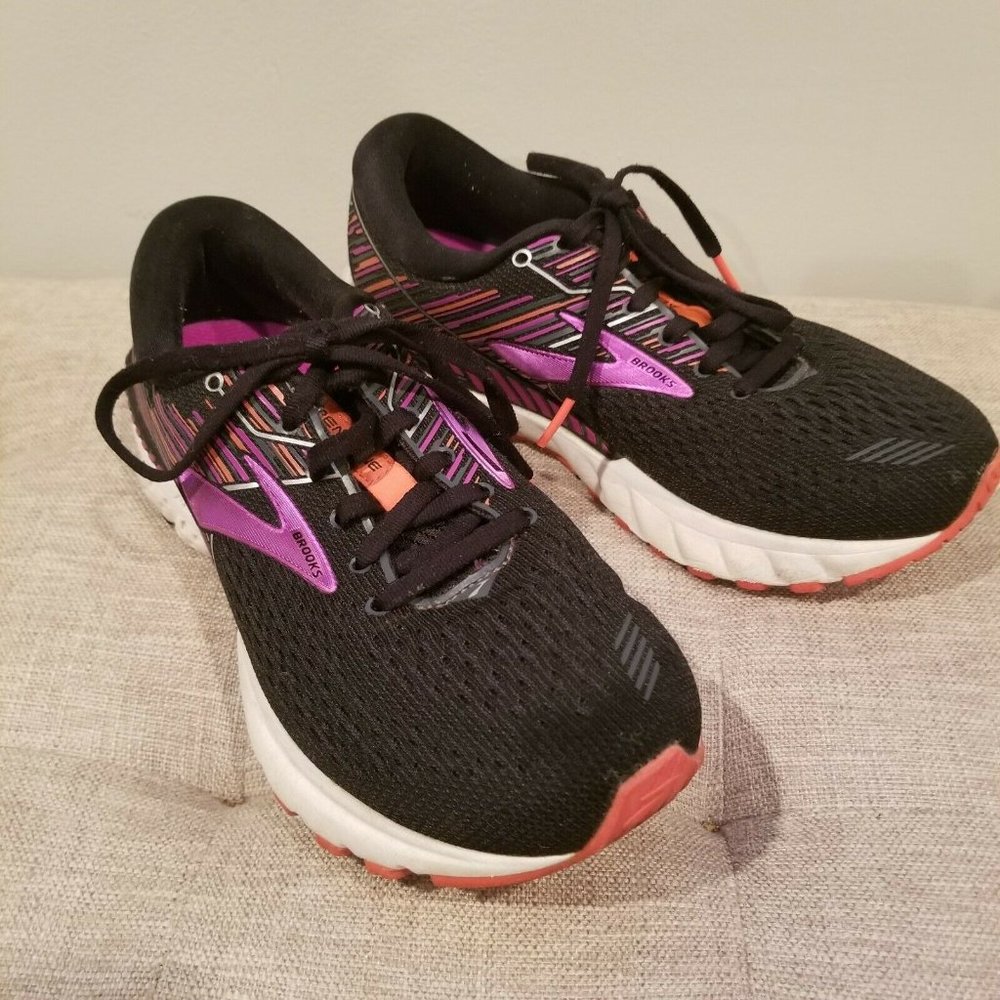 Brooks Womens Adrenaline GTS 19 1202841B080 Purple Black Running Shoes Size 7 B
